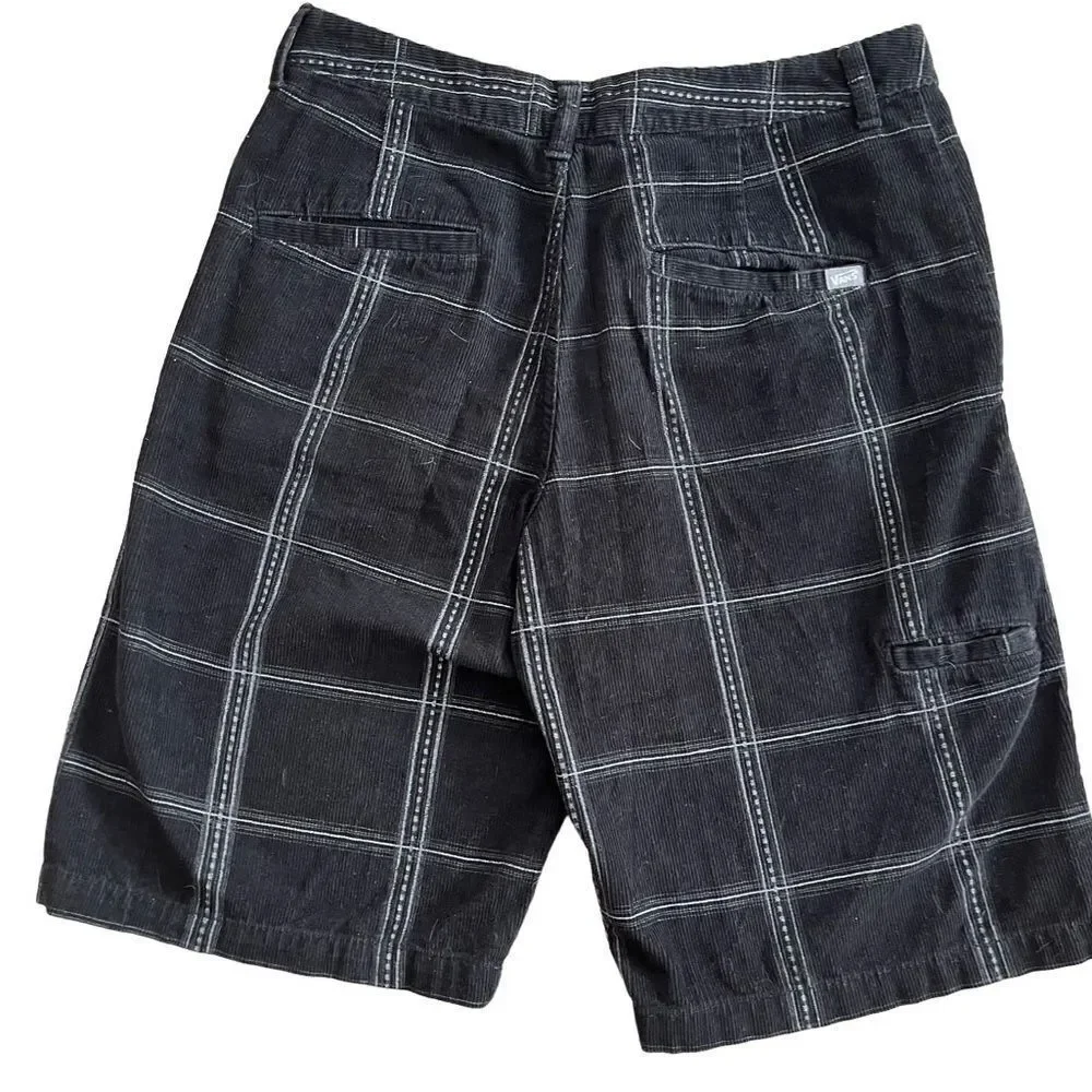 Vans black plaid corduroy shorts size 30.